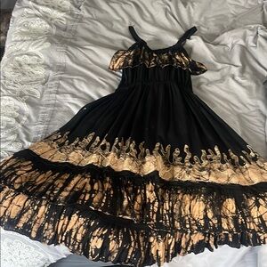 Black and Gold Embellished Tiered Sundress